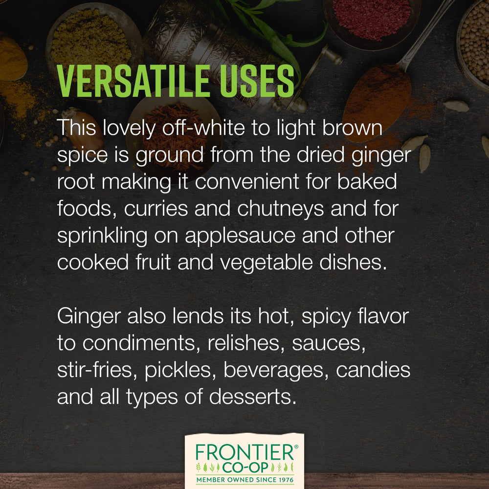 Desserts or baked apples flavored with Frontier Co-op Ground Ginger Root.