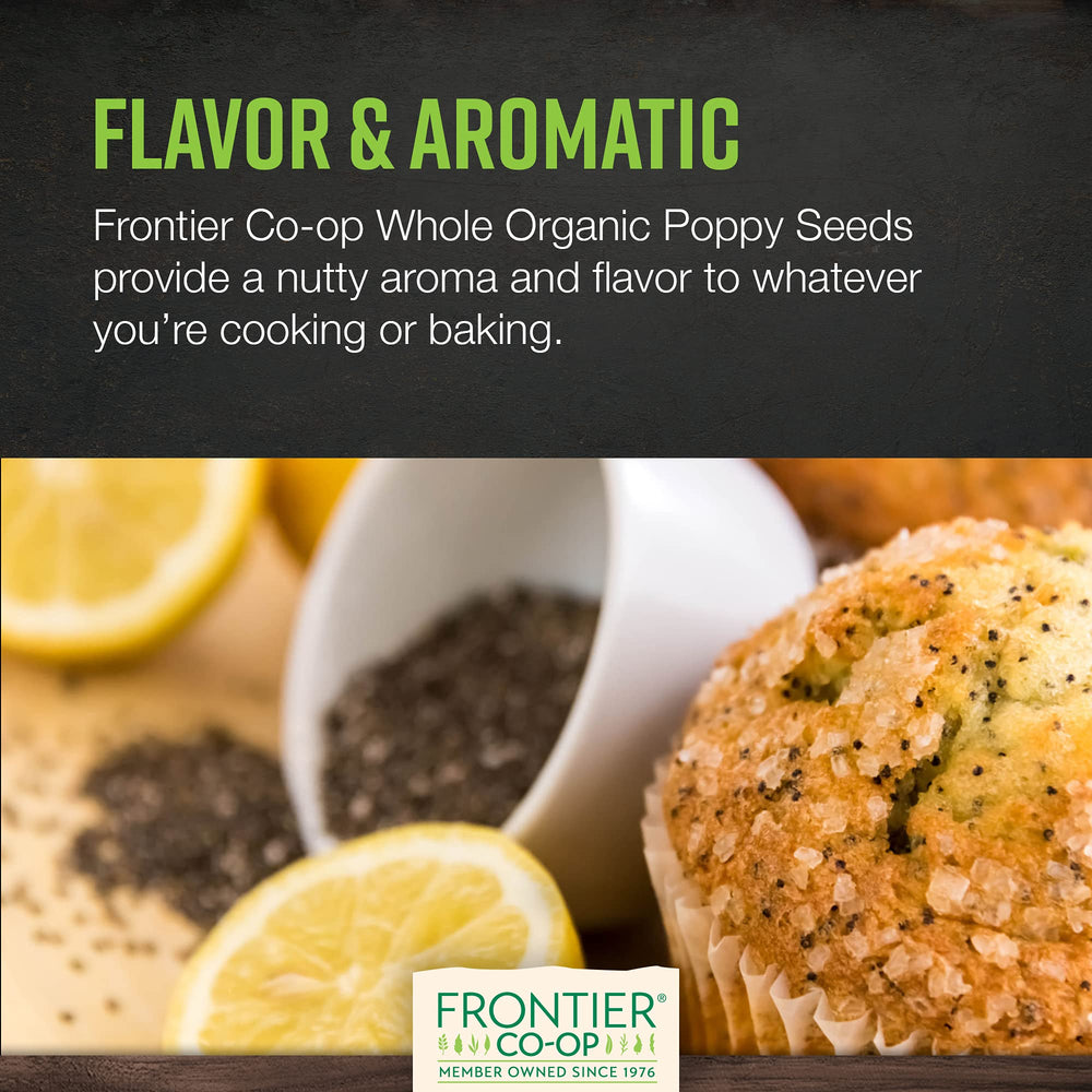 Frontier Co-op Organic Poppy Seeds enhance salads and dressings with texture.