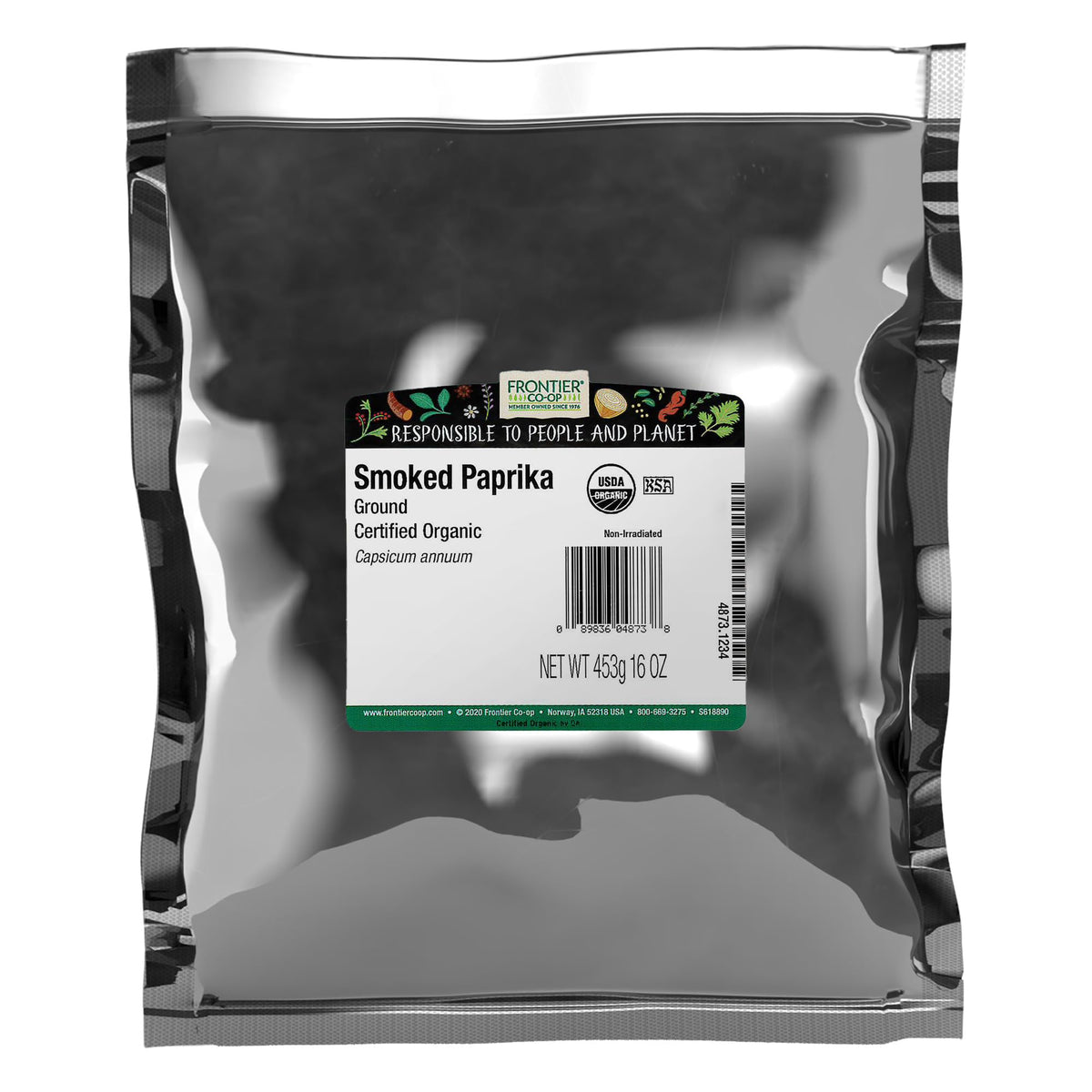 Frontier Co-op organic smoked paprika powder adds rich color and smoky aroma to recipes