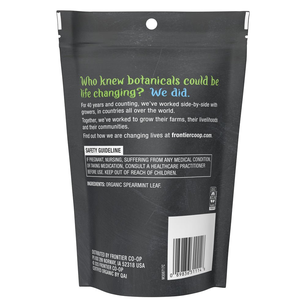 Frontier Co-op organic spearmint tea infusion showcases cooling flavor for beverages.