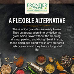 Frontier Co-op Organic White Onion Granules bulk packaging for restaurant and kitchen use.