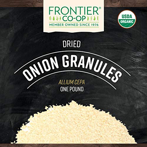 Frontier Co-op Organic White Onion Granules close-up showing texture and aroma potential.