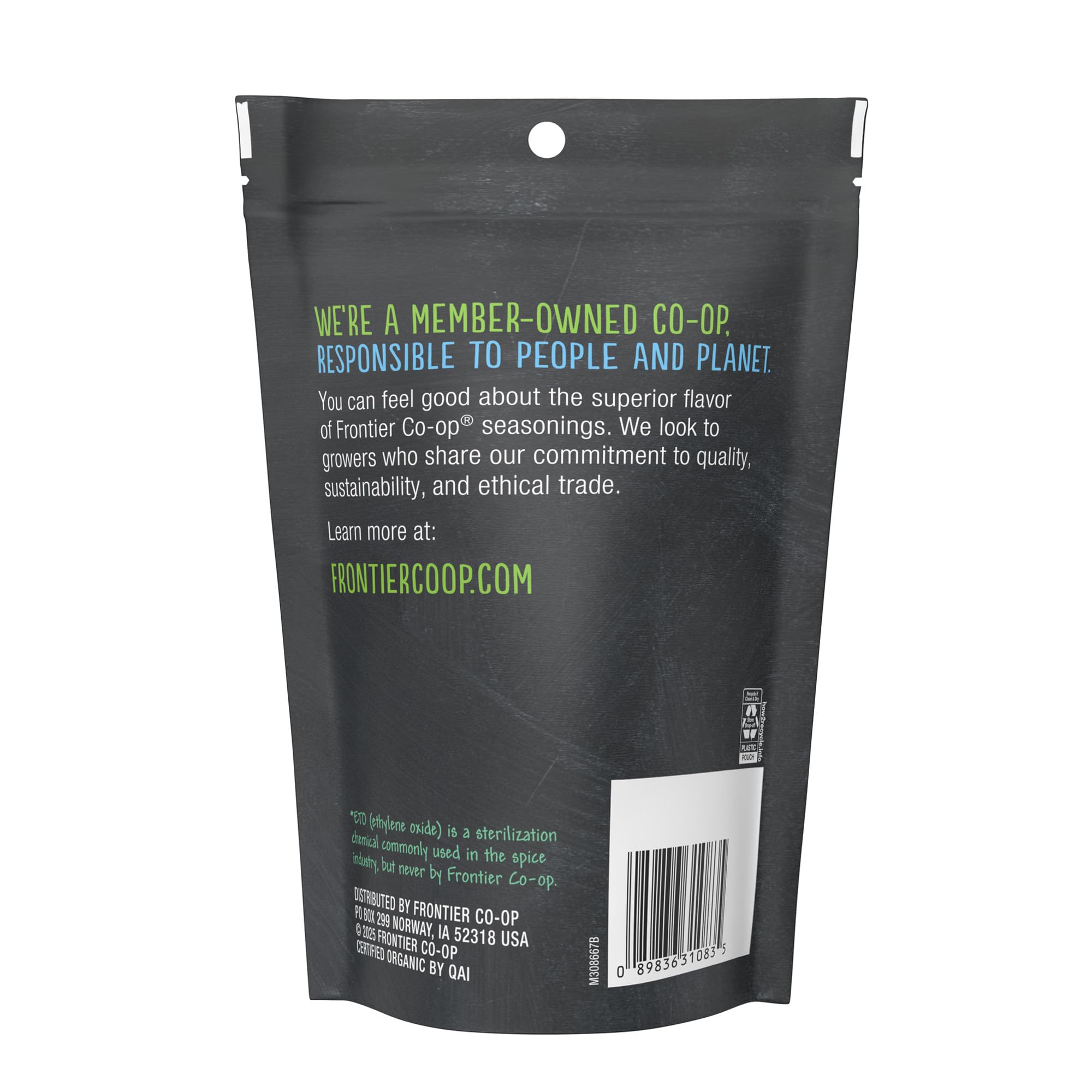 Frontier Co-op Organic White Onion Powder bag close-up showing texture and packaging