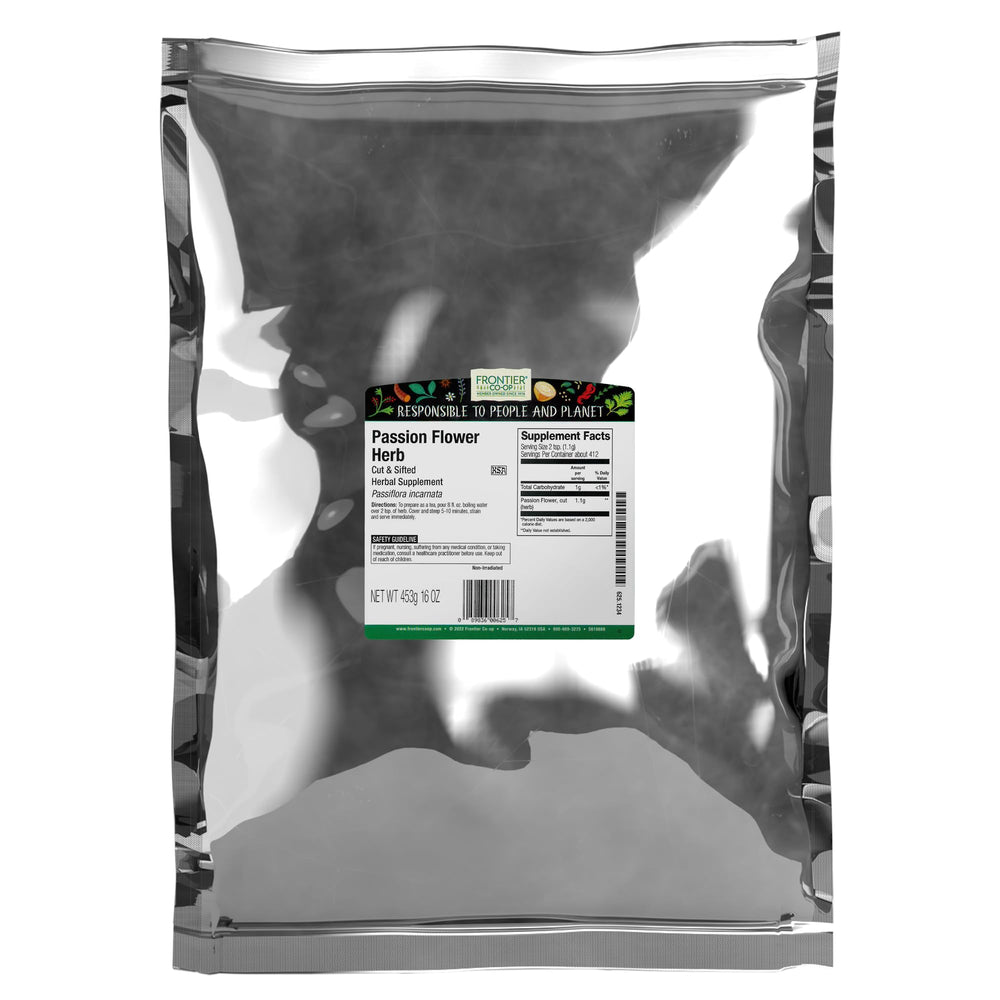 Frontier Co-op passion flower cut-sifted 16oz for relaxing tea blends.
