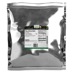 Frontier Co-op Pau d'Arco bark bulk bag displaying natural cut and sifted pieces for tea blends.