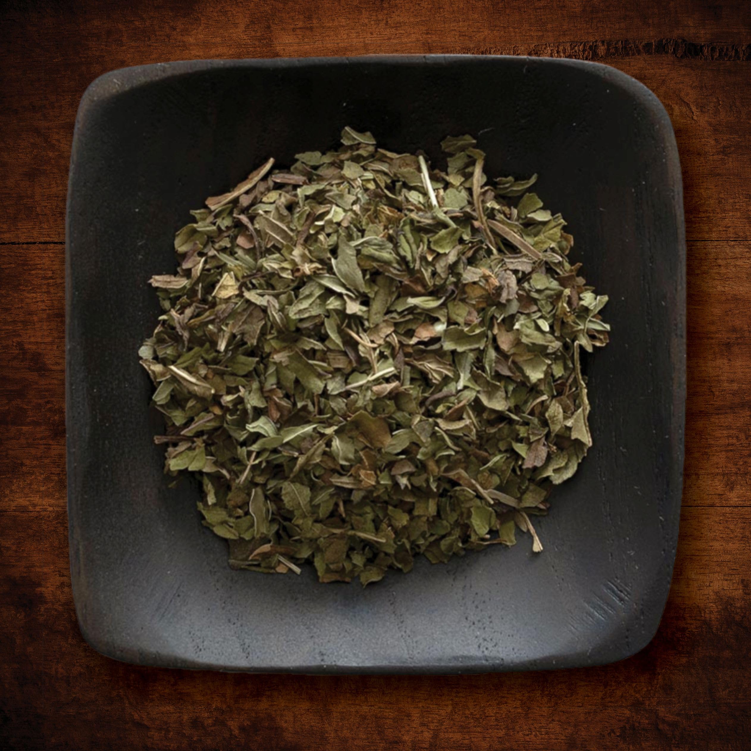 Frontier Co-op peppermint leaf bulk packaging for pantry storage.