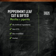 Frontier Co-op peppermint leaf close-up showing vibrant leaves for brewing.