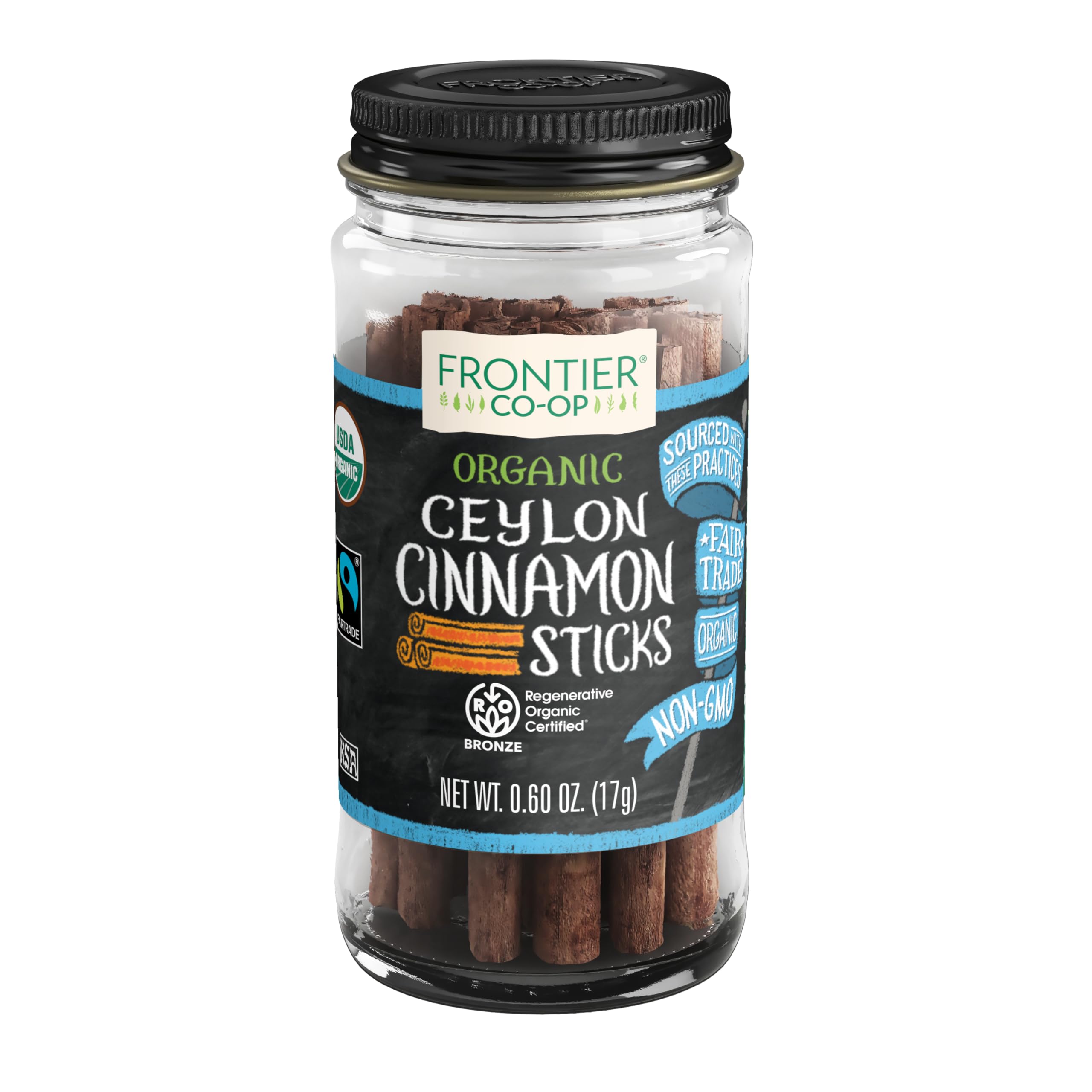 Frontier Co-op Regenerative Organic Ceylon cinnamon sticks on a kitchen counter for easy spice prep
