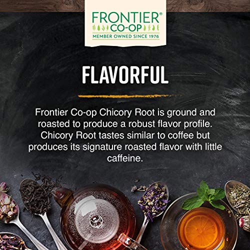 Frontier Co-op Roasted Chicory in a cup demonstrates caffeine-free beverage option