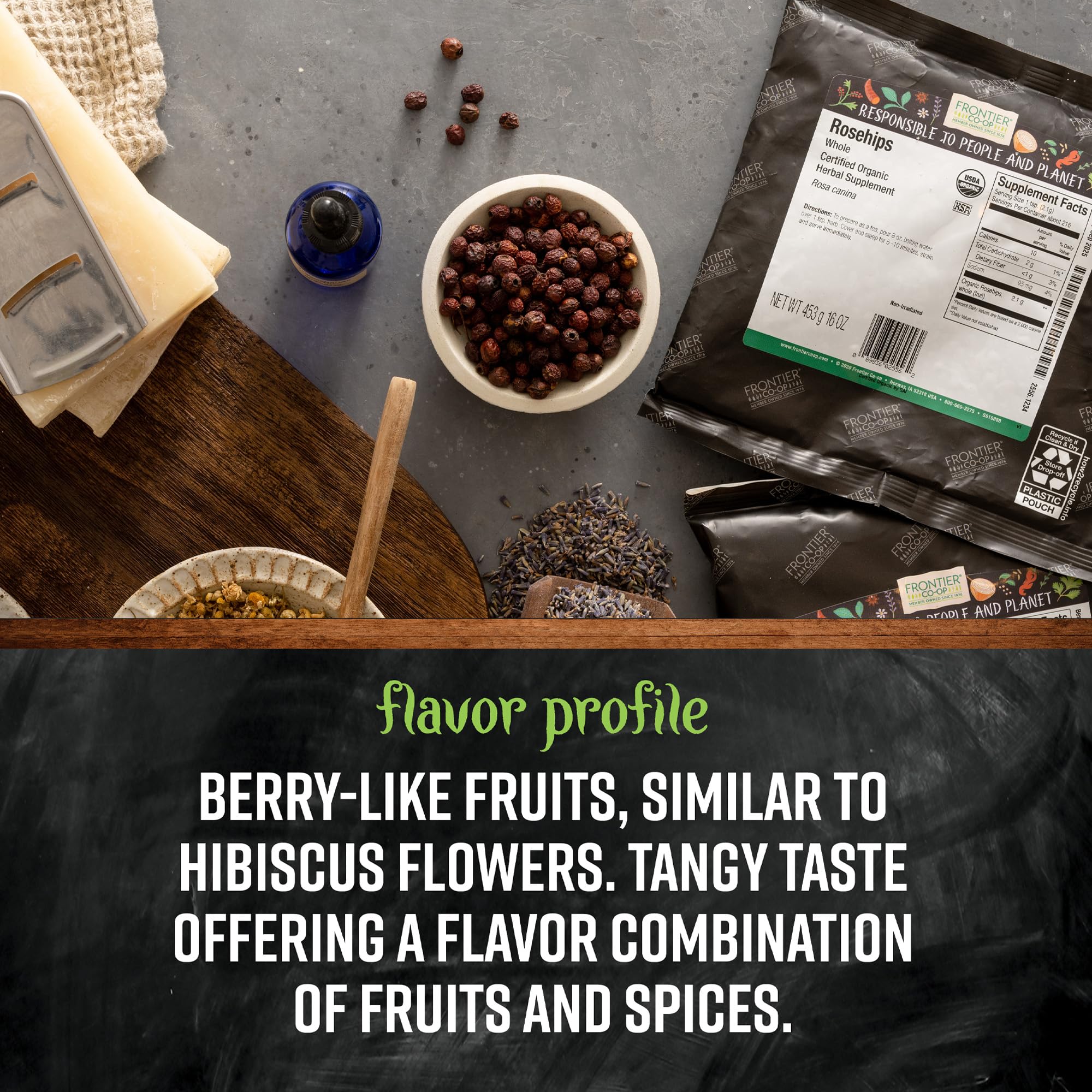 Frontier Co-op rosehips in tea infuser ready for fragrant infusions.