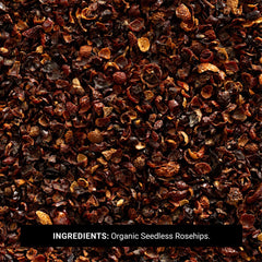 Frontier Co-op rosehips tea brew steeps into vibrant, tangy notes.