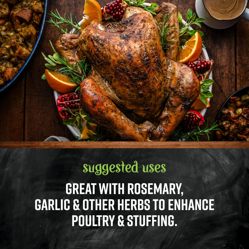 Frontier Co-op rubbed sage leaf stuffing mix boosts holiday flavor depth.