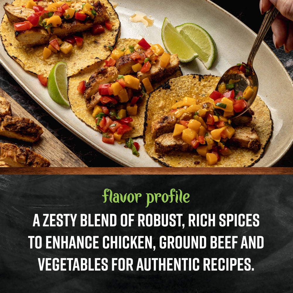 Kitchen scene with Frontier Co-op Salt-Free Taco Seasoning used to flavor dishes