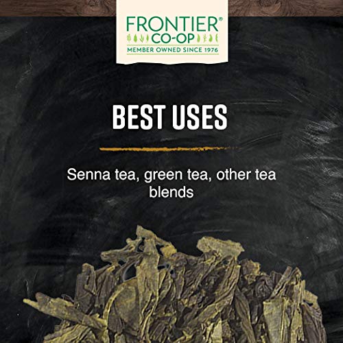 Frontier Co-op Senna leaf dried leaves closeup for tea.