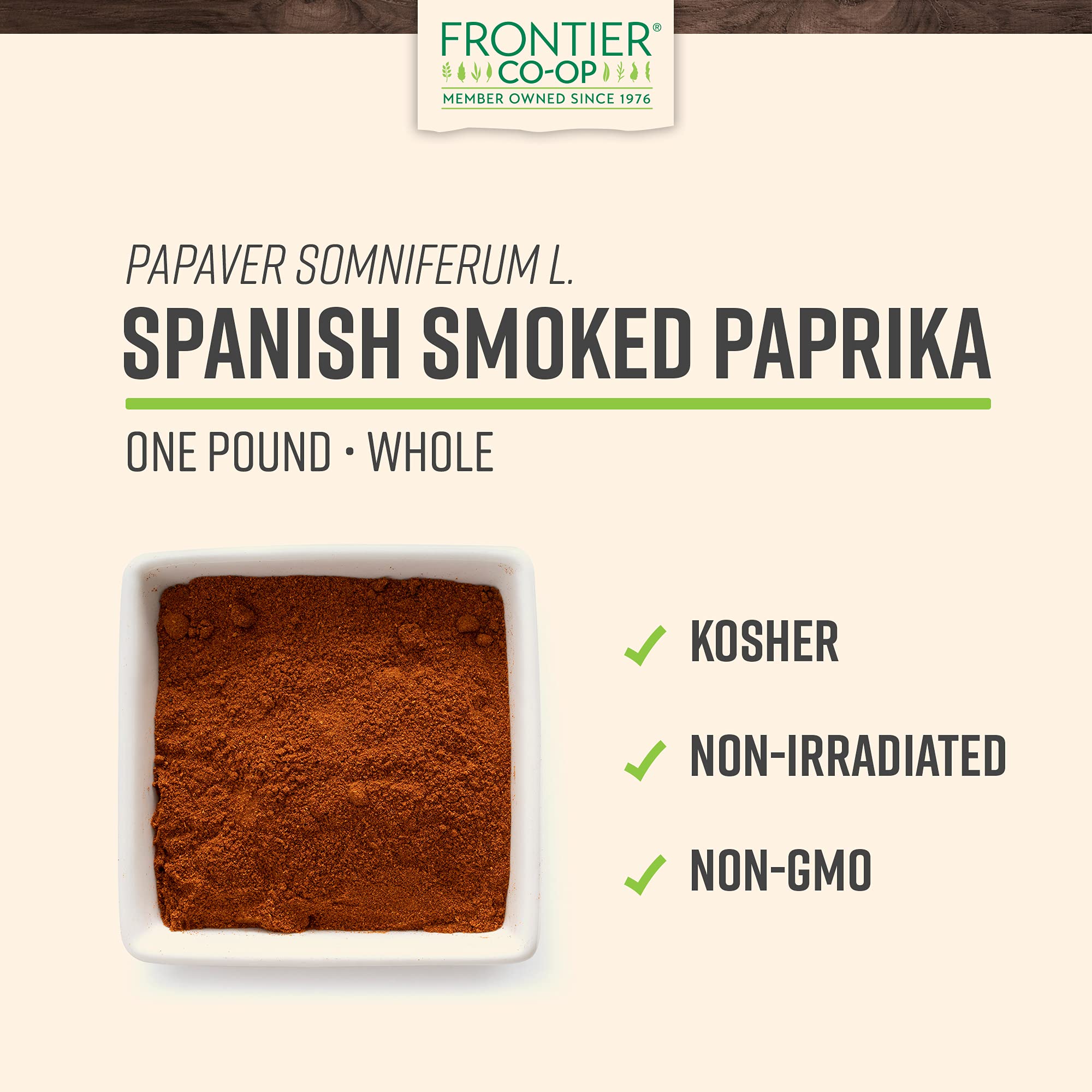 Close-up of Frontier Co-op smoked Spanish paprika powder for savory meals