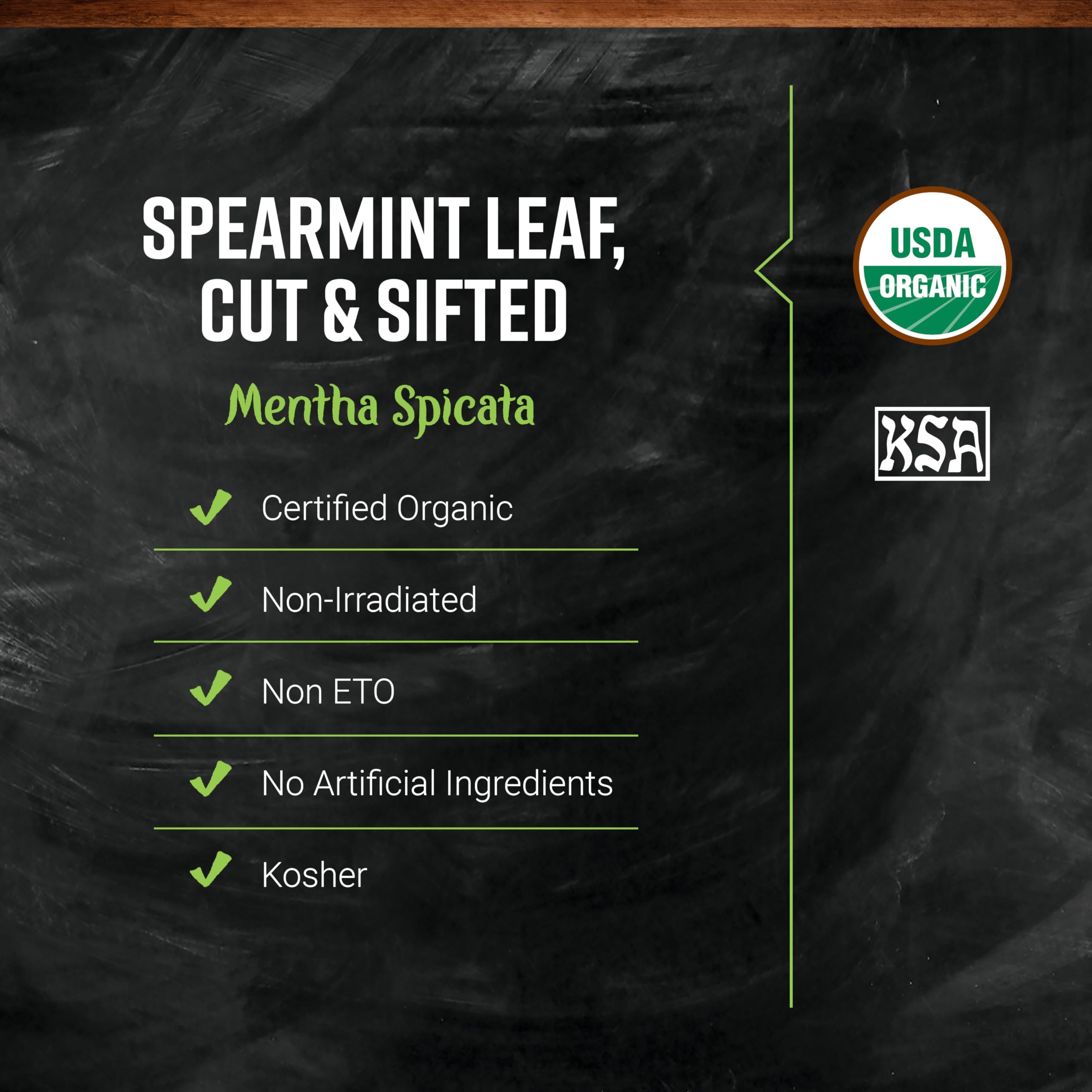 Frontier Co-op spearmint leaf used in desserts and sauces.