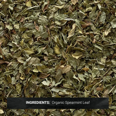 Frontier Co-op spearmint leaves loose close-up emphasizing fresh aroma.