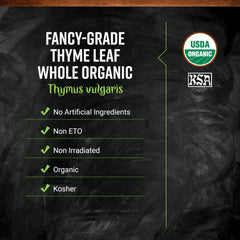 Thyme leaf aroma enhances sauces and soups in Frontier Co-op products.