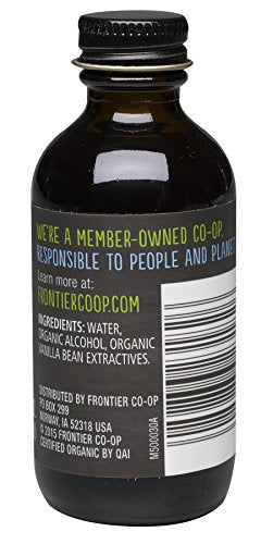 Frontier Co-op vanilla extract label close-up highlighting organic quality