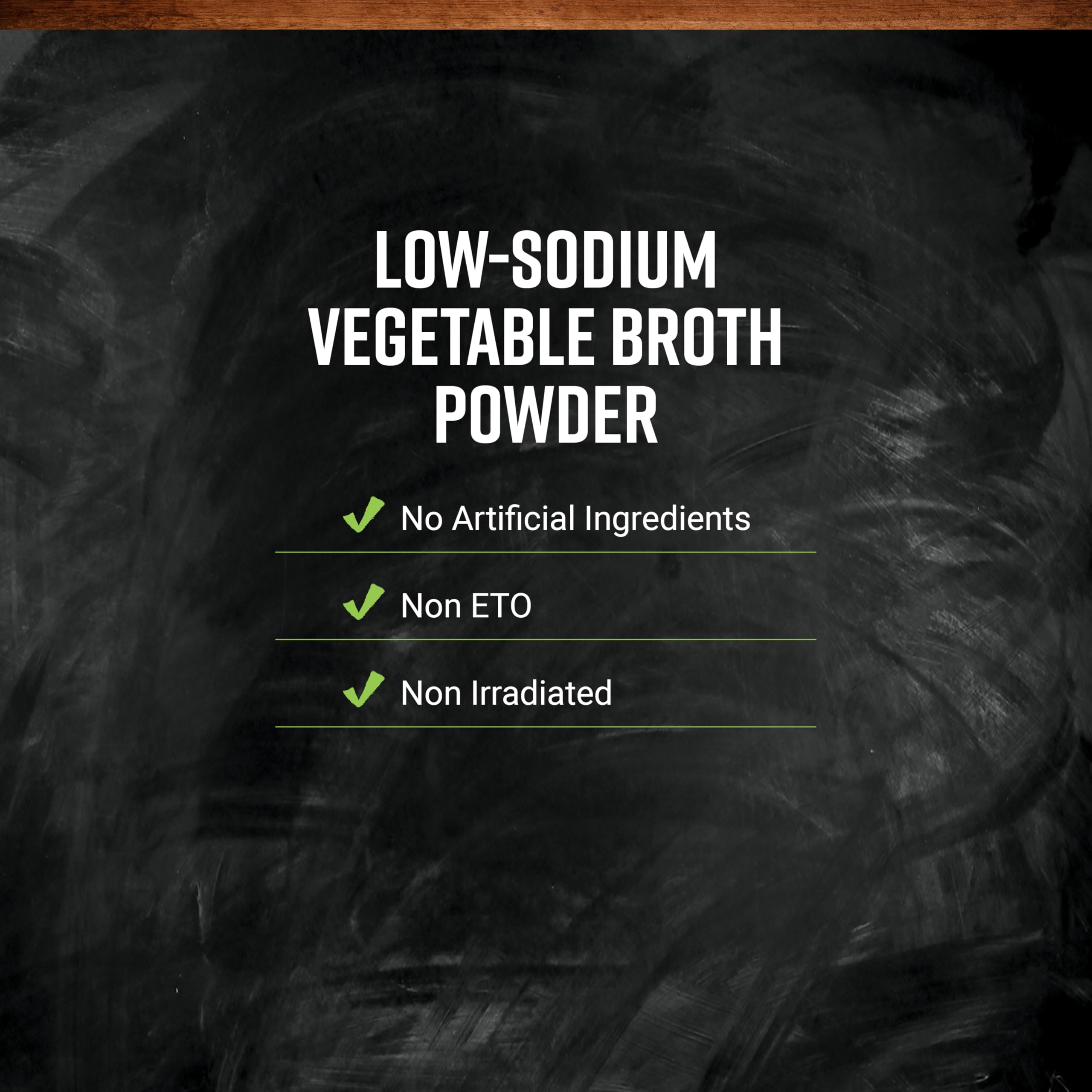 Ingredient blend label on Frontier Co-op vegetable broth powder highlighting veggies and spices.