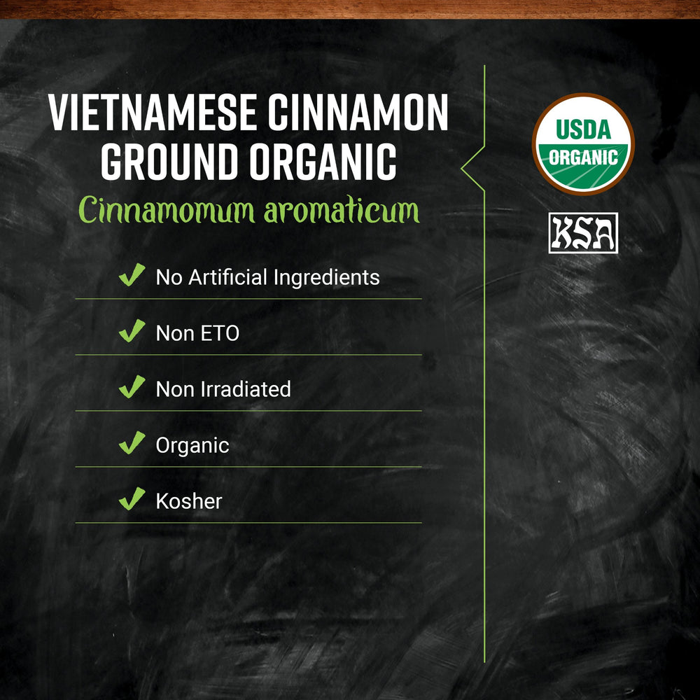 Frontier Co-op Vietnamese Cinnamon ground powder close-up — intensely sweet and spicy aroma.