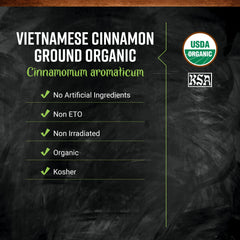 Frontier Co-op Vietnamese Cinnamon ground powder close-up — intensely sweet and spicy aroma.