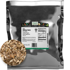 Frontier Co-op white willow bark tea infusing in hot water for a comforting brew.