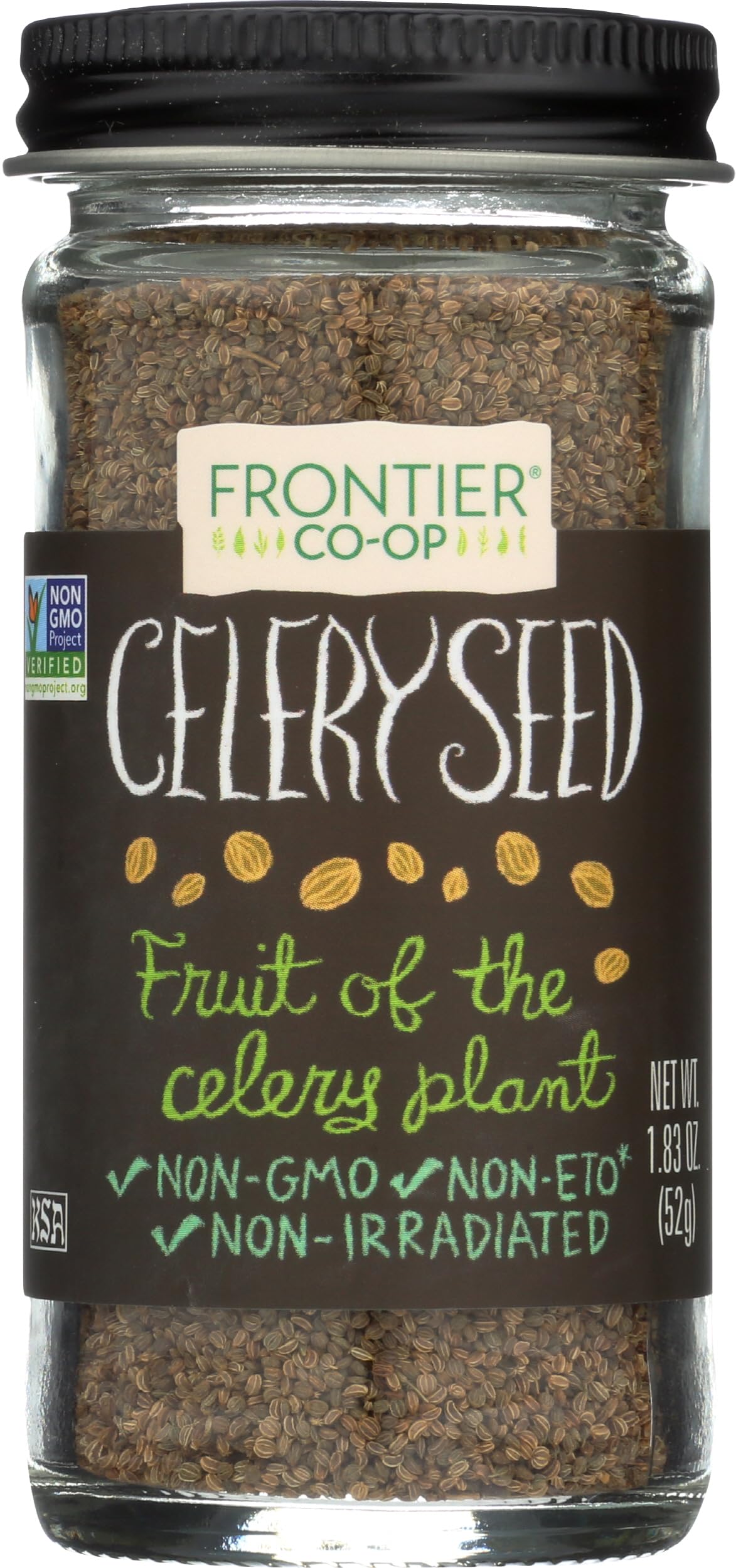 Frontier Co-op whole celery seed bottle front for versatile salads.