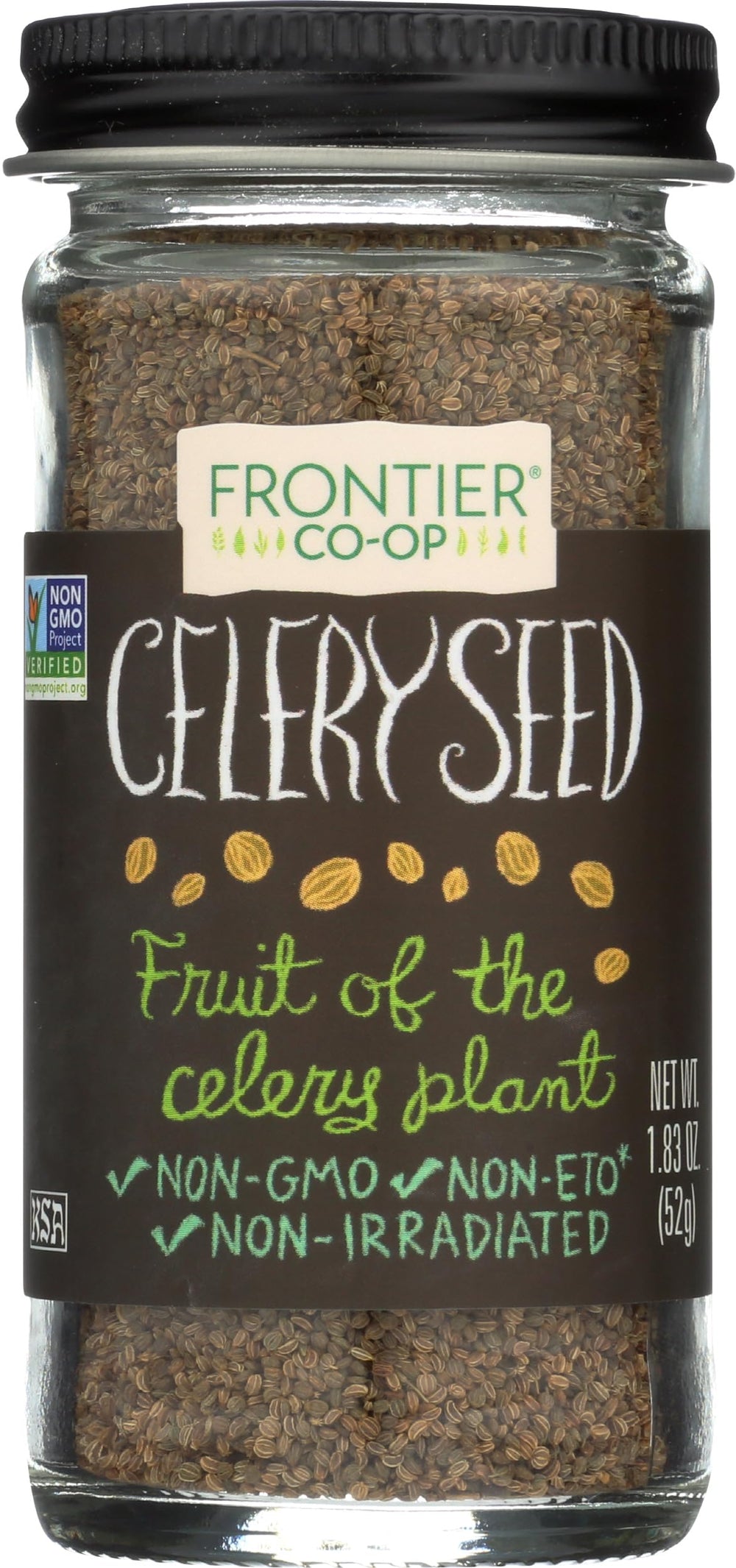Frontier Co-op whole celery seed bottle front for versatile salads.