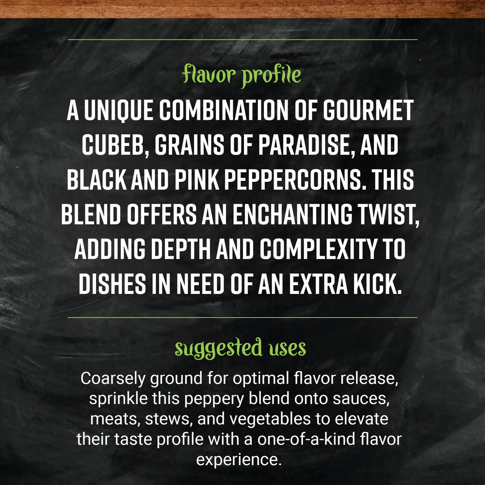 Frontier Co-op Black and Pink peppercorns closeup suggesting finishing flavor options.