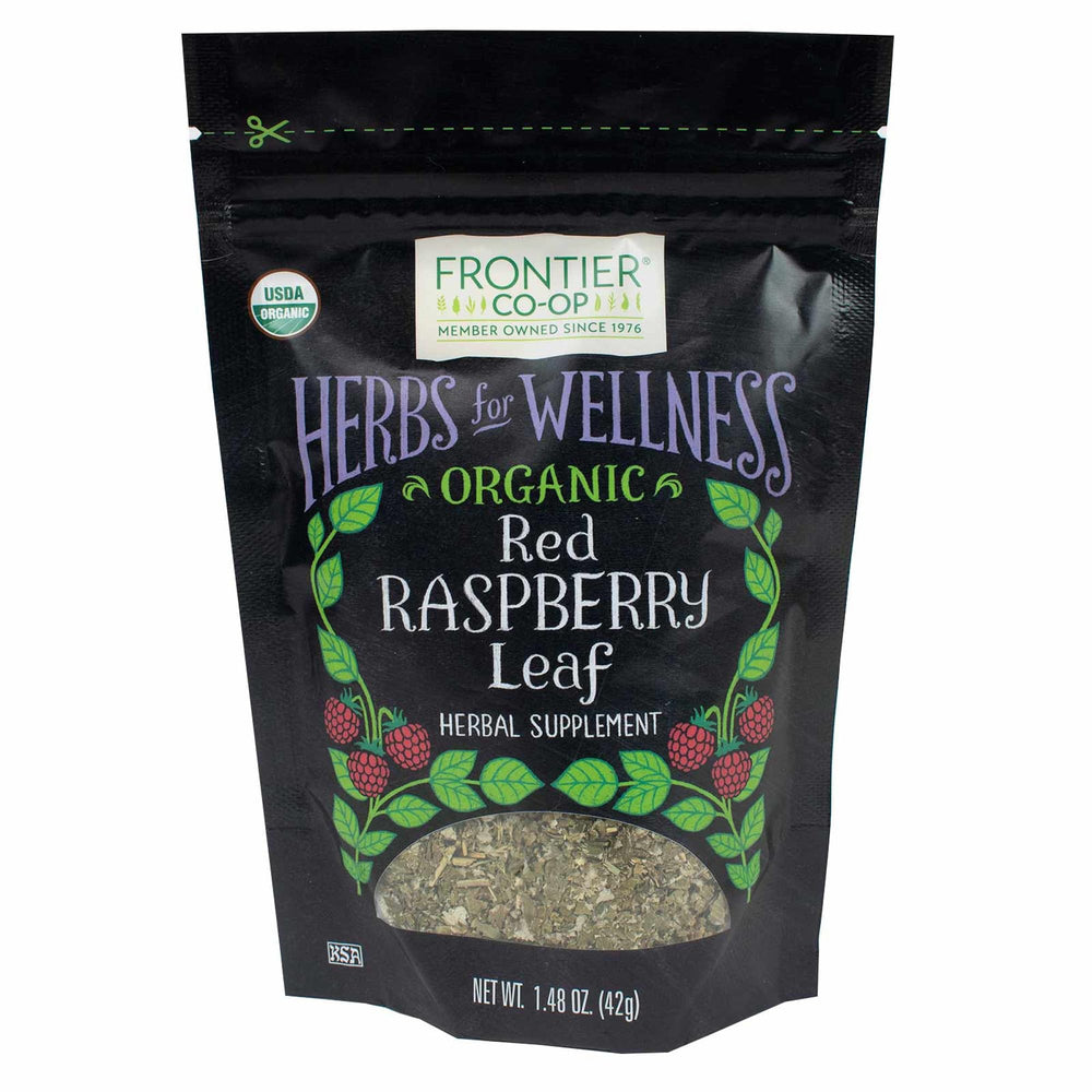 Frontier Co-op raspberry leaf cut-sifted in bulk, ideal for tea blends.
