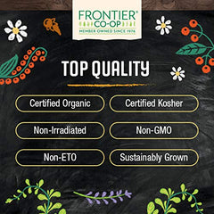 Frontier Co-op raspberry leaf sealed bag demonstrating resealability for freshness.