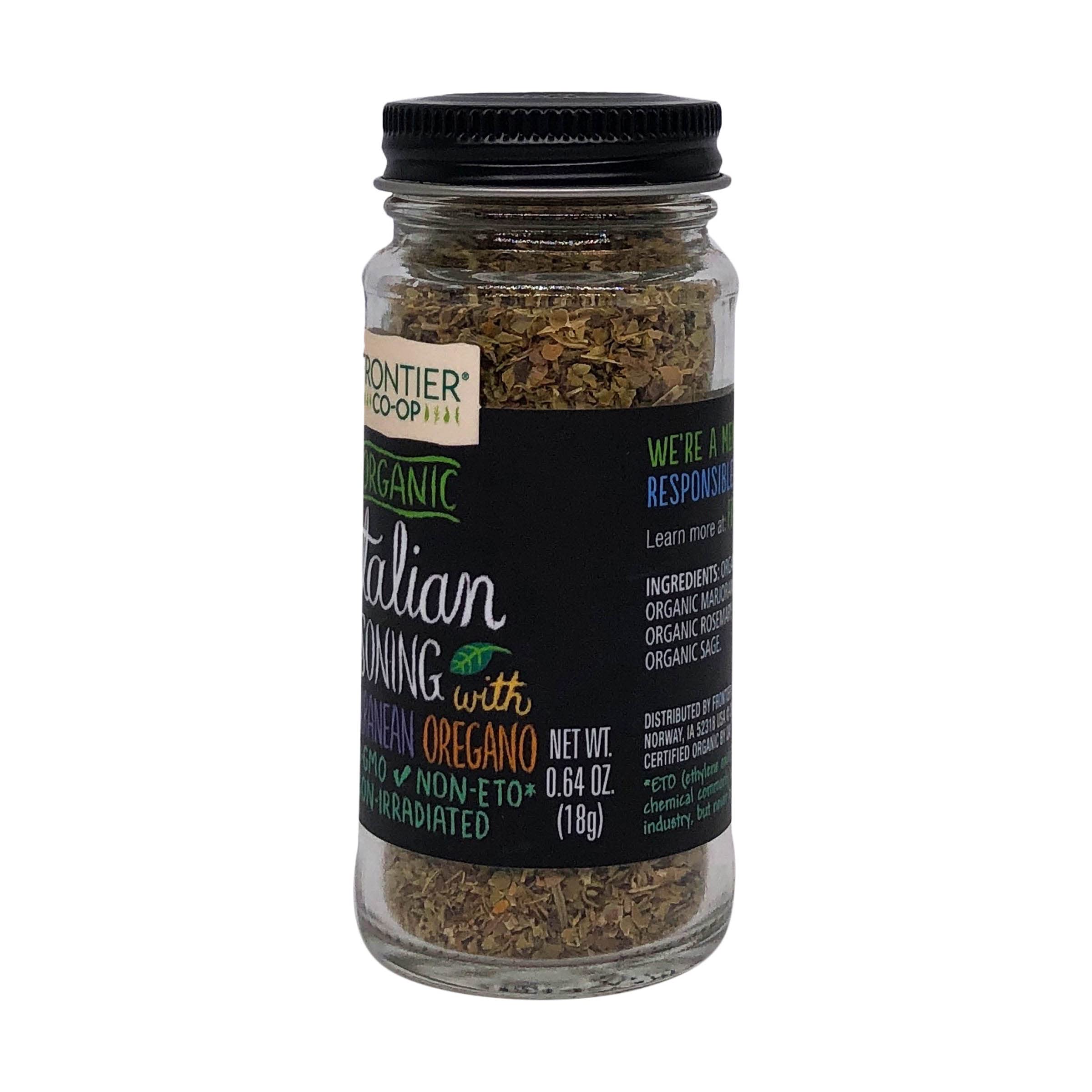 Frontier Italian Seasoning spice dust closeup shows texture for seasoning soups and sauces.