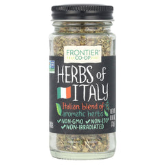 Frontier Italy Blend Spice bottle showcasing salt-free Italian seasoning for rich flavor.