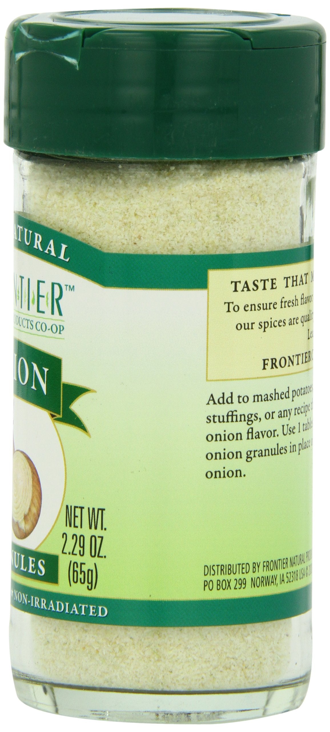 Frontier Onion Granules dispersing in a spice blend for depth.