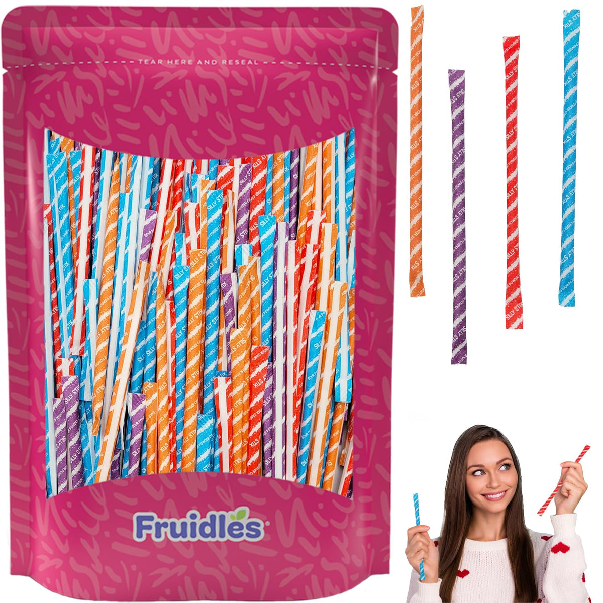 Fruidles 80-pack candy straws tropical punch flavor for party-ready snacking