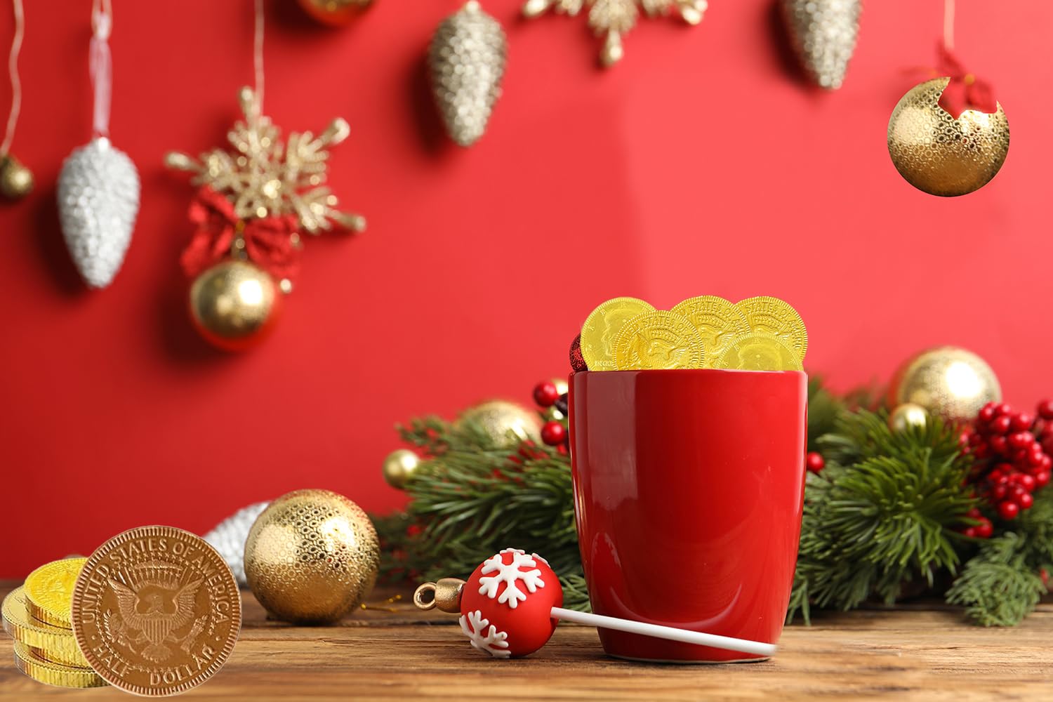 Fruidles candy buffet and stocking stuffer gold coins delight guests.