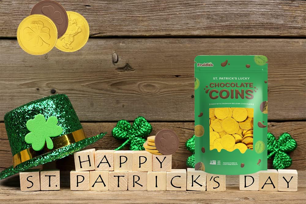 Fruidles candy buffet setup featuring St. Patrick's gold coins centerpiece.
