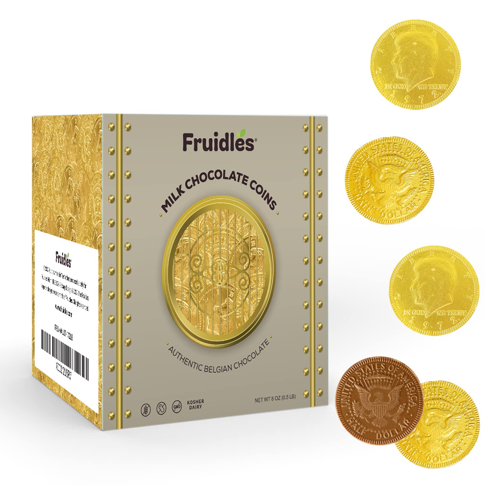 Fruidles half-dollar design chocolate coins for a playful party treat