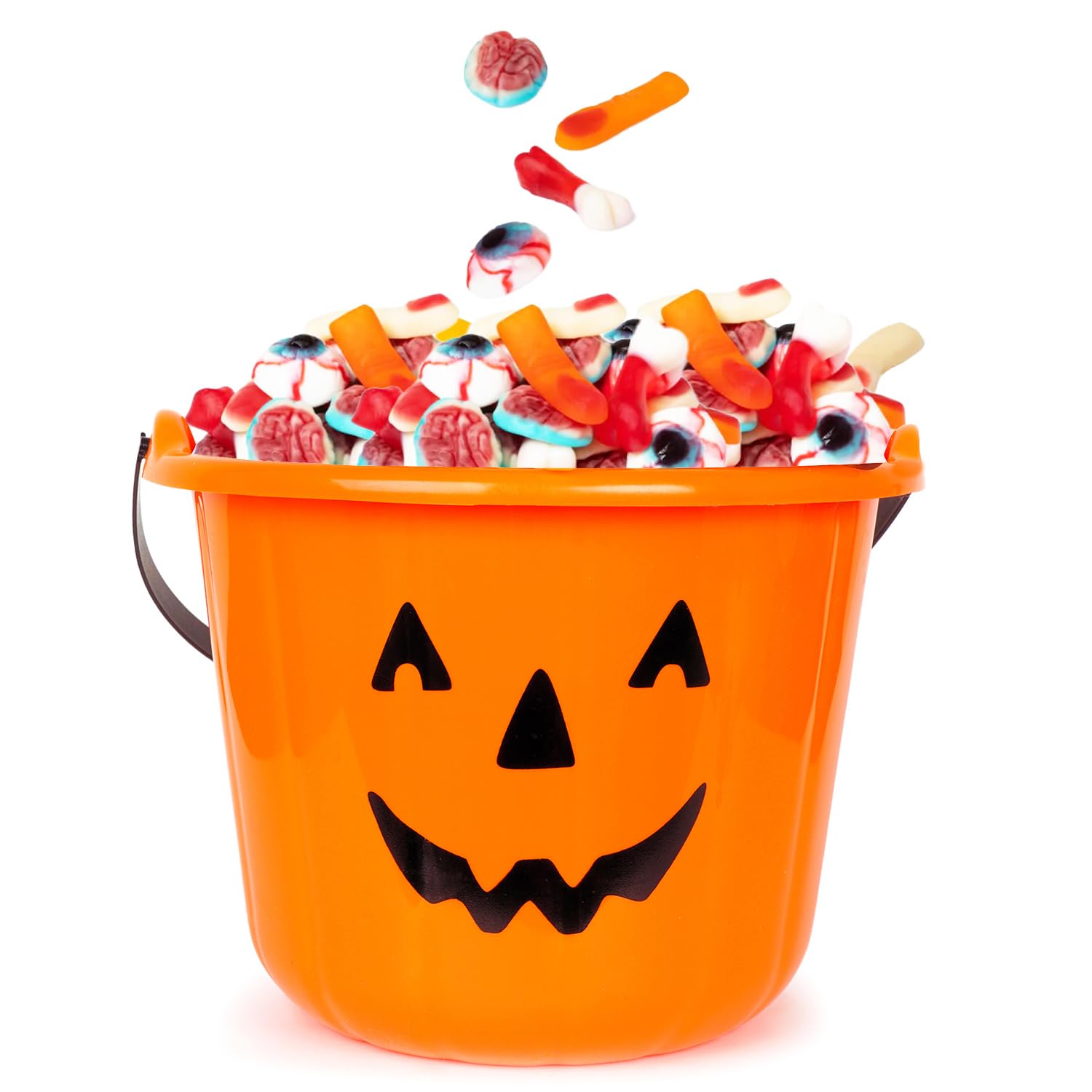 Fruidles Halloween trick-or-treat gummies in a bucket for kids.