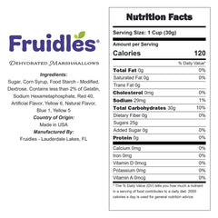 Fruidles multicolor mini dehydrated marshmallows in a resealable bag, ready for party bag fillers.