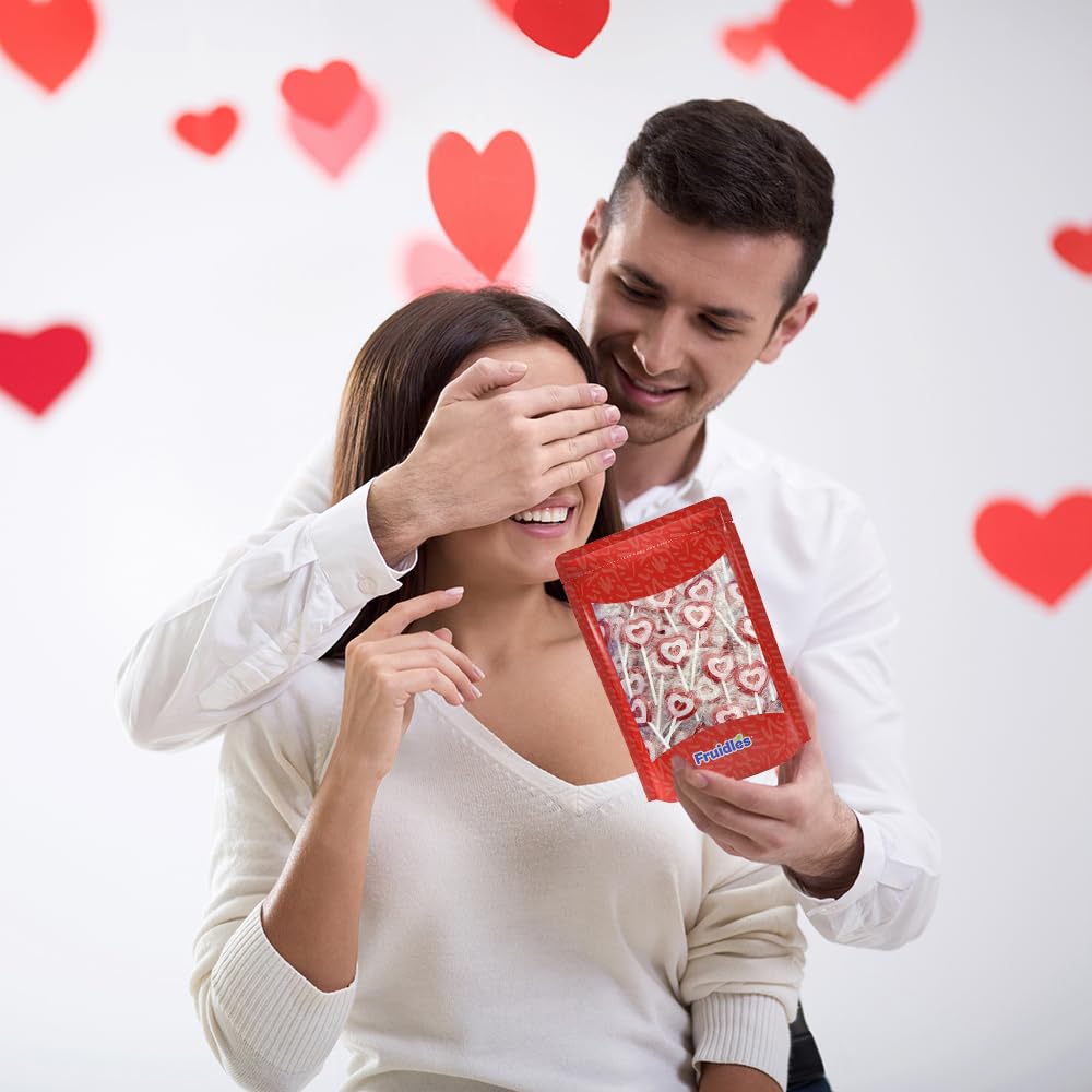 Vibrant red heart candy that appeals to kids and adults.