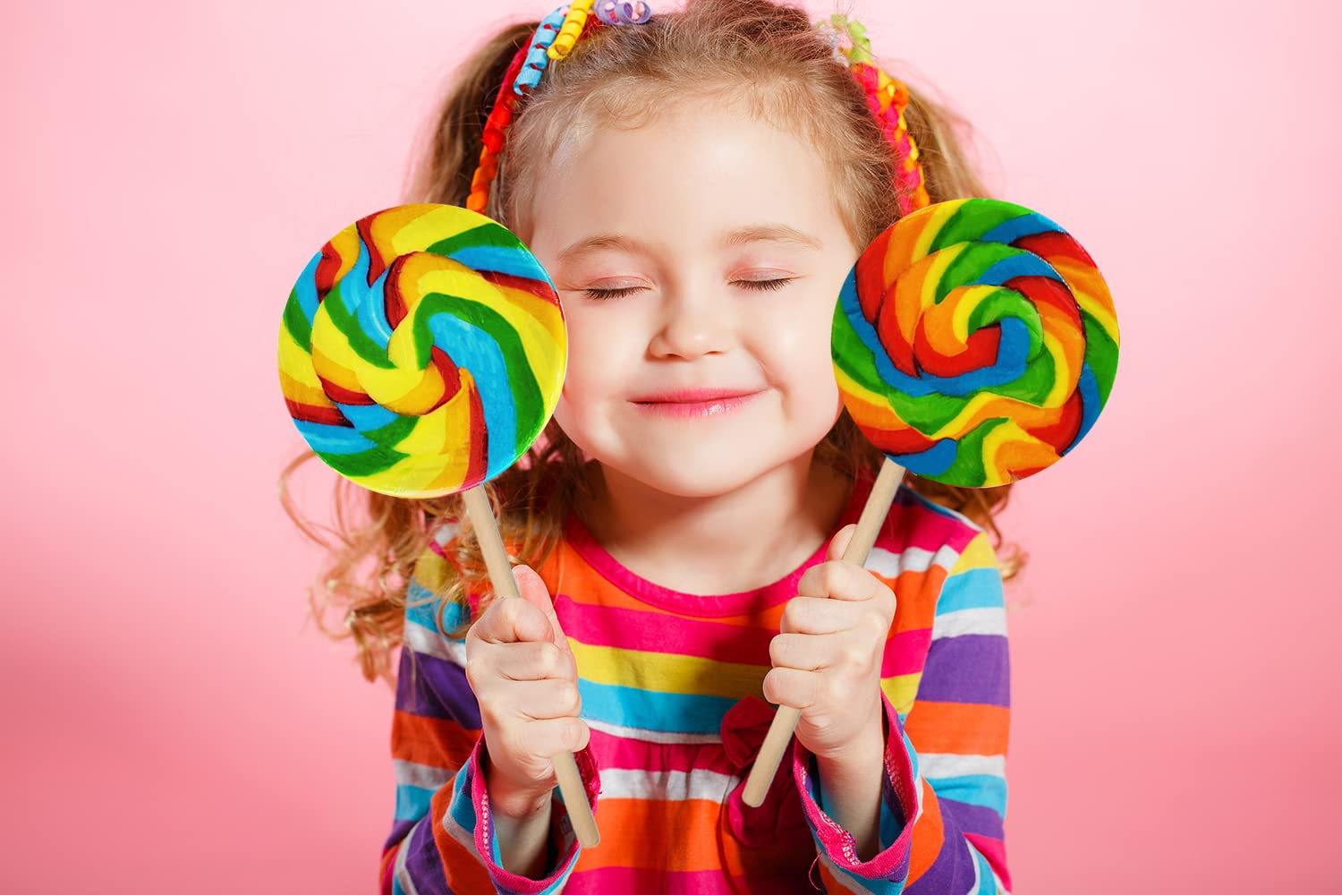 Colorful lollipops topping party bags and gift bags