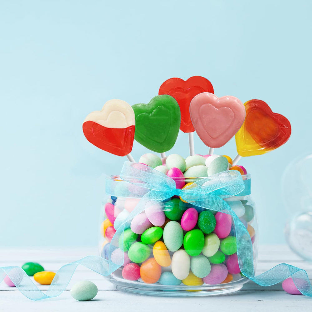 Fruidles purple heart lollipop stands out as a playful party favor