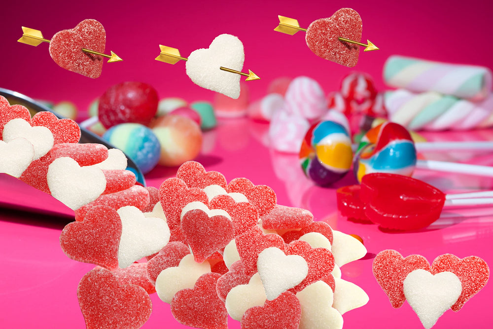 Fruidles Sanded Gummi Hearts portable treat for on-the-go cravings.