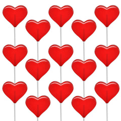 Fruidles strawberry-flavored heart lollipops, individually wrapped for sharing.