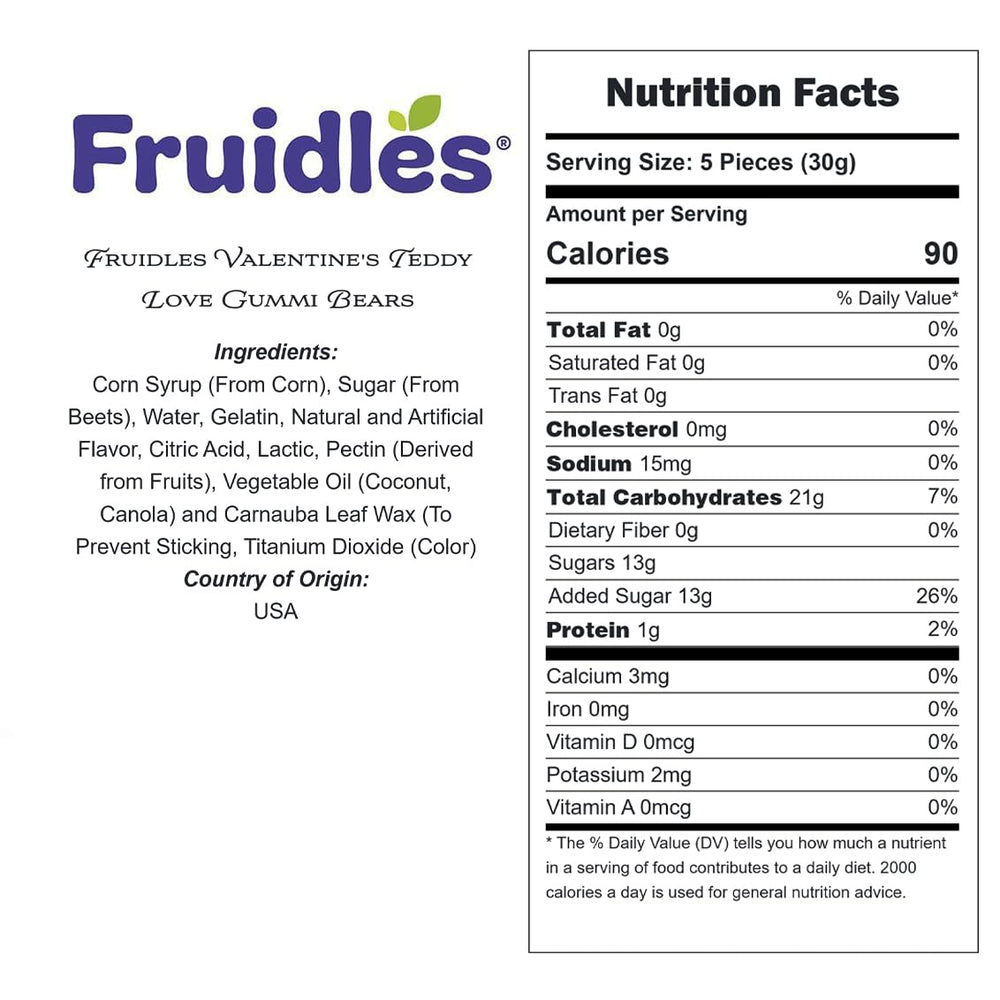 Fruidles Teddy Love Gummi Bears Pineapple Lemon Lime for party favors and sweetness.