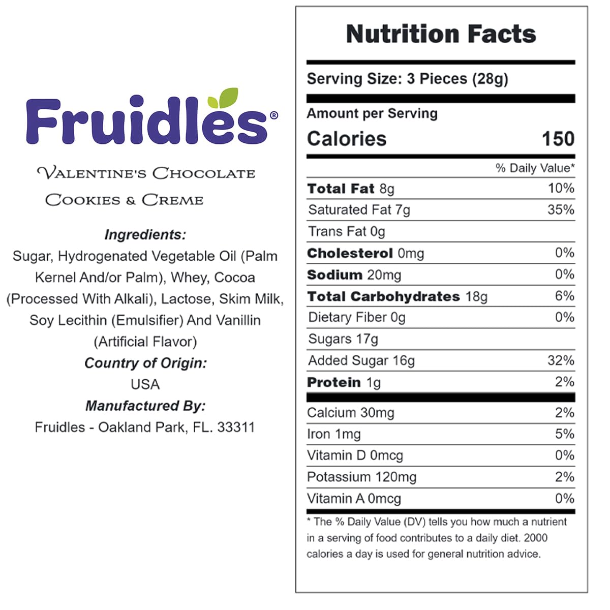 Fruidles Cookies Cream Hearts, individually wrapped, perfect for gifting and sharing.