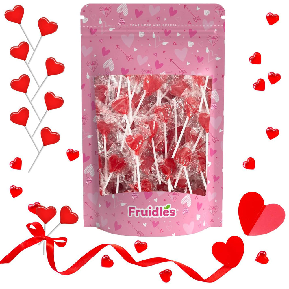 Fruidles red heart lollipop, party favor that delights guests.
