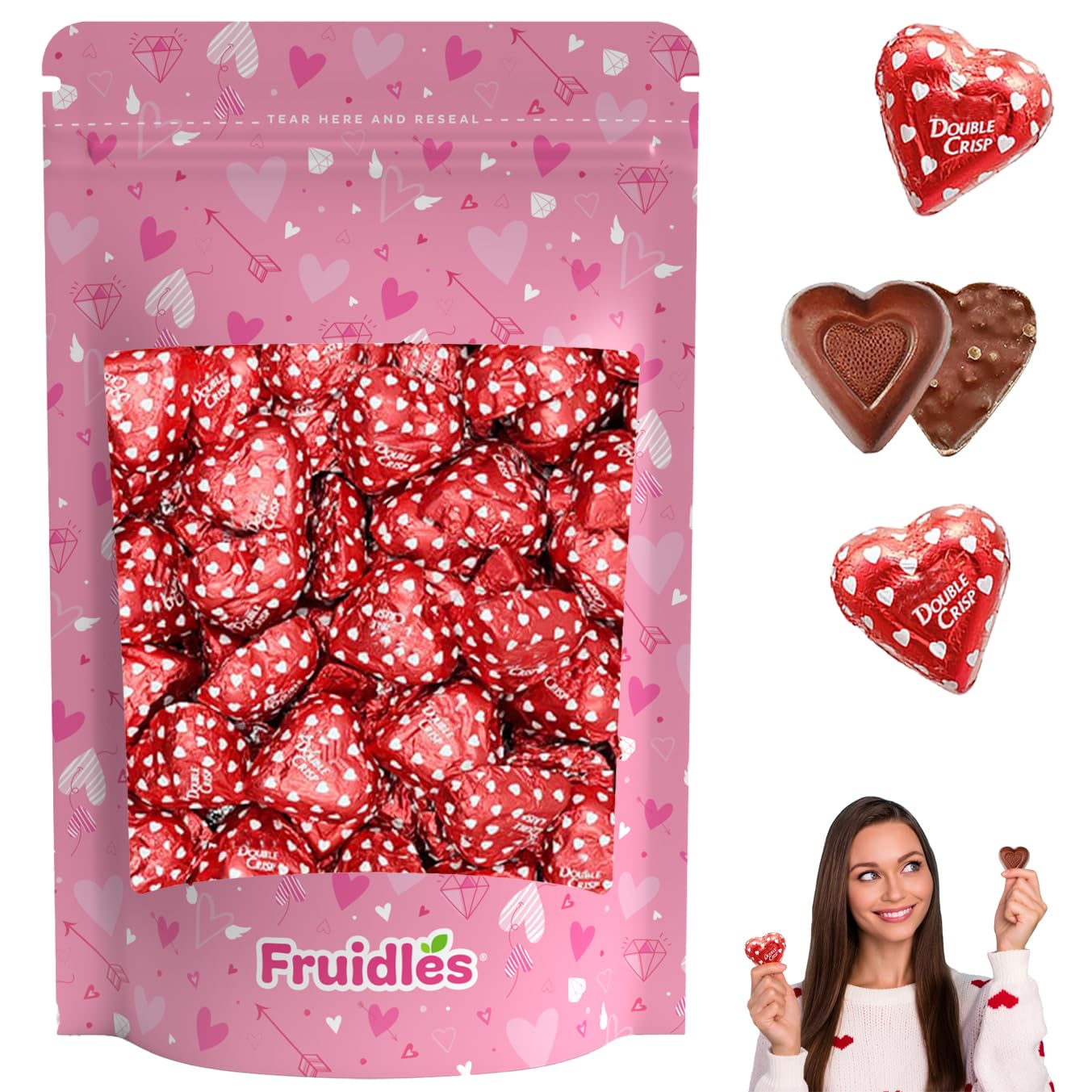Fruidles Valentine's Hearts foil-pack image, colorful wrappers, perfect for gifts.